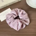 Sweet pink polka dot hair scrunchie, fluffy cloud hair tie for cute ponytail styles. - Purple Polka Dot