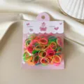 Bunte kleine Haargummis Mehrfarbige Variante Beutel mit süßem Bärenkopf für das tägliche Styling - S / 200 Stück/Packung / Bunte Serie
