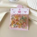 Bunte kleine Haargummis für Kinder, elastische Mini-Haarbänder im transparenten Beutel. - S / 200 Stück/Packung / Frühlingsserie