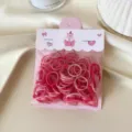 Kinder Haargummis Einweg elastische Gummibänder für kleine Mädchen rosa Haarringe Set - S / 200 Stück/Packung / Rosa Serie