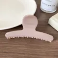 Pinza de pelo minimalista nude con mango redondo elegante accesorio de color sólido - Pinza de Pelo Recta Marrón
