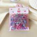 Kids colorful rubber hair bands pack, cute bear card design, multi-color small hair loops. - S / 200 Pieces/Pack / Purple Series