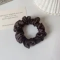 Korean style satin hair scrunchie high elastic seamless hair tie for women daily styling elegant - Dark Coffee