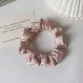 Pink satin hair scrunchie for women, seamless minimalist high elasticity hair tie cute daily. - Pink