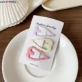 Pastell Herz Haarklammer Set, Niedliche Emaille Tropfenöl Haarspangen für Damen und Mädchen - Dreiteiliges Set / Herz Rosa Gelb