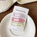 Koreanische bogenförmige Macaron Öltropfen hohle Haarspange Set, elegante niedliche Haaraccessoires. - Dreiteiliges Set / Welle Gelb Rosa