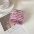 Colorful braided pink hair ties set in clear box, sweet style daily ponytail hair accessories. - 8-Piece Set / Pinkish