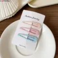 Set mollette per capelli macaron pastello, simpatici fermagli BB smaltati per acconciatura. - Set di 3 pezzi / Goccia d'Acqua Bleu Rosa