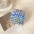 Blue purple woven hair scrunchies set in clear box hair accessories for women girls ponytail - 8-Piece Set / Light Blue Series