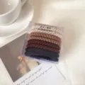 Woven hair ties set, multi-color elastic hair ropes for ponytail and buns styling. - 8-Piece Set / Dark Brown Series