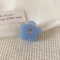 Small blue flower hair claw clip for women, exquisite resin shark clip for half updo hairstyles. - Blue Fabric Flower Claw Clip