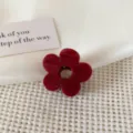 Small flower hair claw clip for women, dark red resin hairpin, cute half up hair styling accessory. - Red Flower Claw Clip