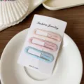Set di fermagli per capelli cavi macaron pastello, graziose mollette BB geometriche - Set di 3 pezzi / Ovale Bleu Rosa