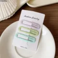 Set di fermagli per capelli geometrici pastello in viola e verde, accessorio cavo. - Set di 3 pezzi / Ovale blu-verde