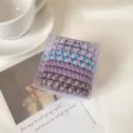 Colorful woven hair ties set, stylish scrunchies for ponytails and buns, girlish hair accessories. - 8-Piece Set / Purple Series