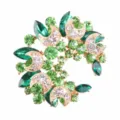 Elegante grüne Kristall Strass Brosche Blumenstrauß Metall Anstecknadel Accessoires - Grün