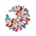 Bunte Kristall Strass Sichel Brosche Damen Mode Tuch Schnalle Schmuck Accessoire - Mehrfarbig