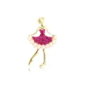 Exquisite rhinestone ballet dancer brooch detail, elegant pink crystal and pearl pin. - Rose Red