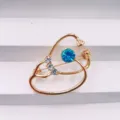 Stethoskop Brosche Anstecknadel medizinische Krankenschwester Arzt Strass goldfarben - 3.4*2.5cm / Seeblau