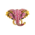 Exquisite Strass Elefanten Brosche mit rosa Kristallen und goldfarbenem Metall. Schicker Anstecker. - Rosa
