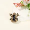 Broche de rana de cristal vintage elegante pin de solapa para ropa con strass accesorio - Rana de Oro Antiguo / 2.8x3cm