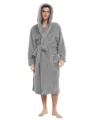 Men's Grey Plush Hooded Bathrobe Thickened Fleece Winter Warm Sleepwear Loungewear - M / Light Gray