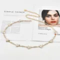 Süße coole Metall-Taillenkette für Damen, Nischendesign Herz tropfende Öl Kettenriemen Kleid - Herz- und Schmetterlingsstil / Weiß (13070)