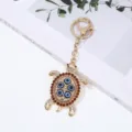 Evil eye turtle keychain alloy rhinestone gold keyring cute bag charm accessory pendant gift - Rhinestone Turtle / 1 Piece / Coffee