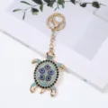 Evil eye turtle keychain metal rhinestone bag car key ring pendant fashion accessory - Rhinestone Turtle / 1 Piece / Blue