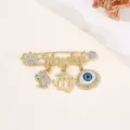 Goldene böser blick brosche strass kristall islamische masallah amulett schmuck accessoire - Stil E / 5.8x4.5x0.9cm