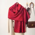 Sciarpa a quadri in ecocashmere autunno inverno donna scialle caldo morbido rosso retrò - Rosso vino a quadri