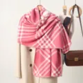 Herbst Winter Damen rosa weiss kariert Schal warmer Kaschmirgefuehl Umhang eleganter Halstuch - Rosa Karo