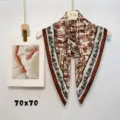 Elegant 70x70cm square silk scarf with vintage carriage print, lightweight and stylish women accessory. - RZW06