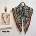 70x70cm vintage carriage print silk feel square scarf elegant women neckerchief accessory - RZW07