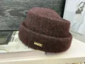 Winter warm knit docker cap roll brim wool hat stylish casual solid color mens beanie hat - Coffee