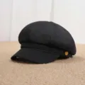 Gorra newsboy de denim negro boina octogonal vintage mujer primavera otoño elegante - Ajustable / Negro