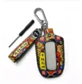 Étui de clé de voiture de style chinois fait main avec crochet métal et mini tournevis. - 16cmx6cm / Bœuf