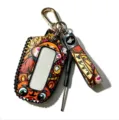 Étui à clés de voiture tigre du zodiaque style chinois porte-clés en cuir décoratif. - 16cmx6cm / Tigre