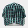 Retro color-block plaid baseball cap for women, stylish Korean style casual autumn winter sun hat. - Adjustable / Dark Green