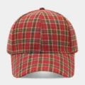 Vintage red plaid baseball cap for women, classic check pattern autumn winter sun hat. - Adjustable / Red