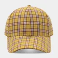 Vintage yellow plaid baseball cap for women, classic check pattern sun hat for outdoor travel. - Adjustable / Yellow