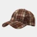 Vintage distressed plaid baseball cap detail, brown fringe casual dad hat for men and women. - Adjustable / Caramel color