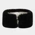 Diadema de piel sintetica negra invierno gruesa esponjosa orejeras suave calida para mujer - Negro
