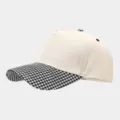 American retro contrast houndstooth baseball cap, stylish casual outdoor sun protection hat. - Adjustable / Houndstooth Brim