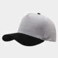Grey baseball cap with black suede brim, versatile five-panel high crown outdoor hat. - Adjustable / Light Gray Body With Black Brim