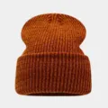 Herbst Winter melierte Strickmütze warme Freizeit Bündchen Mütze unisex modisch stilvoll - Einheitsgröße / Karamellbraun
