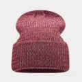 Otoño invierno gorro de punto jaspeado cálido informal unisex gorro de lana moda streetwear detalle - Talla única / Burdeos