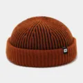 Gorro docker de punto a rayas marrón y negro, gorro beanie con borde enrollado de invierno. - Talla única / Caramelo