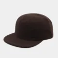 Braune Fleece 5-Panel flache Krempe Mütze, warme Outdoor Freizeit Streetball Mütze Detail. - Dunkelbraun