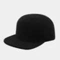 Schwarze Fleece 5-Panel Cap Detail, warme einfarbige Streetwear Flachkrempen Mütze Winter. - Schwarz